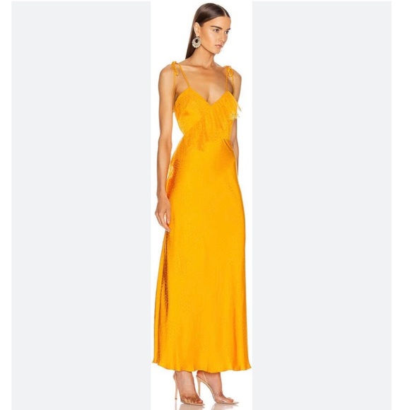 Self Portrait Frilled Jacquard Satin Ruffle Dress - Picture 3 of 11